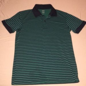 Striped green and black collared shirt